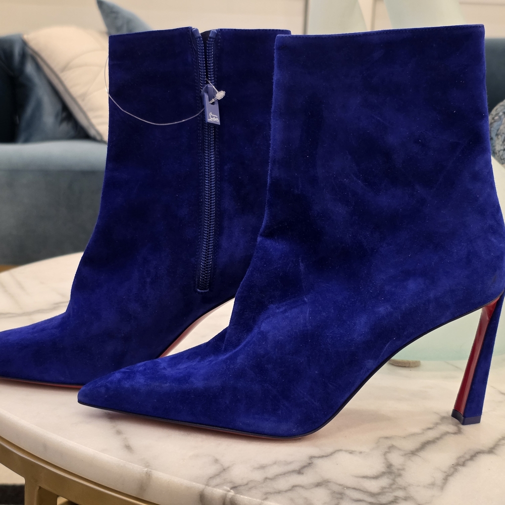 Christian Louboutin Royal Blue Suede Heeled Boots